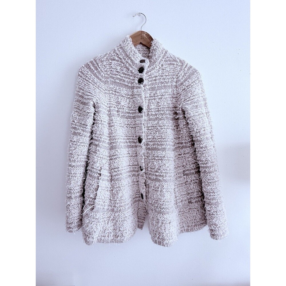 ✿ Free People Cozy Knit Cardigan XS Button Front Wool Blend Neutral Boho